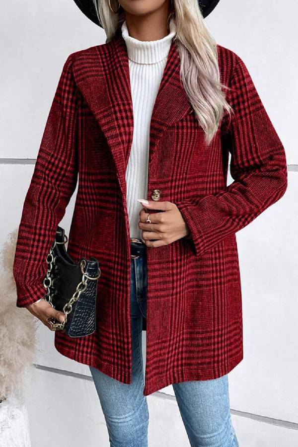 WW | Kollektion Karierter Kragen Langarmjacke