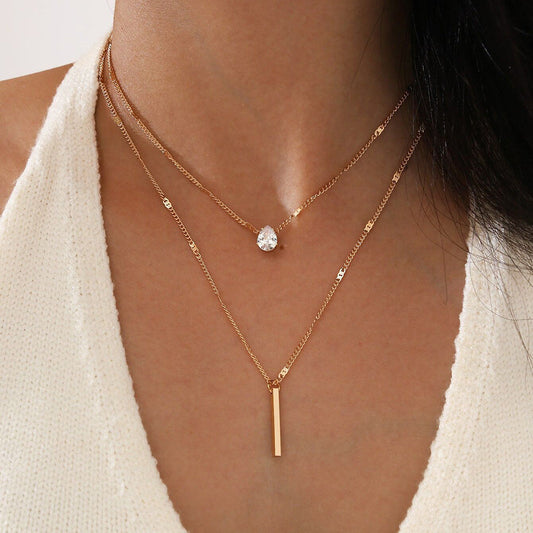 WW | Hals Glitzer Gold Anhänger Halskette Satz Weinlese Schmuck