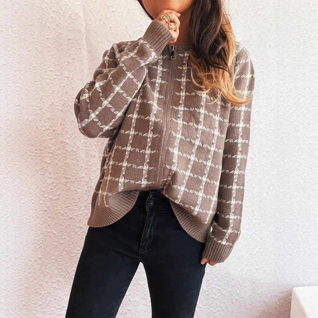 WW | Gemütlicher, karierter Cardigan mit Taschen für den Alltagsstil