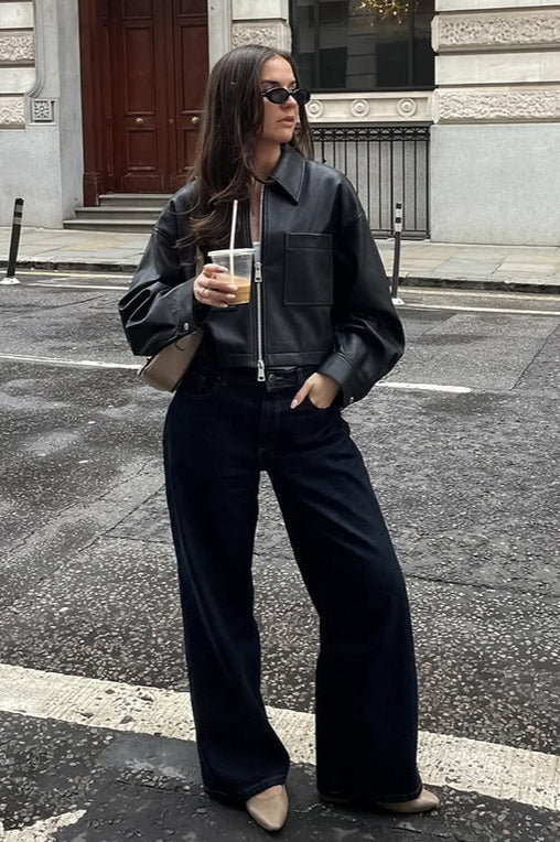 WW | Figur Matte Leder Kurze Jacke