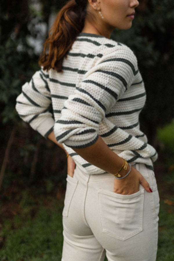 WW | gestreifter Rundhalsjacke