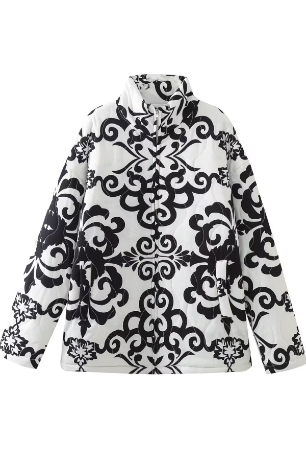 WW | Stehkragen Bedruckte Casual Baumwolljacke