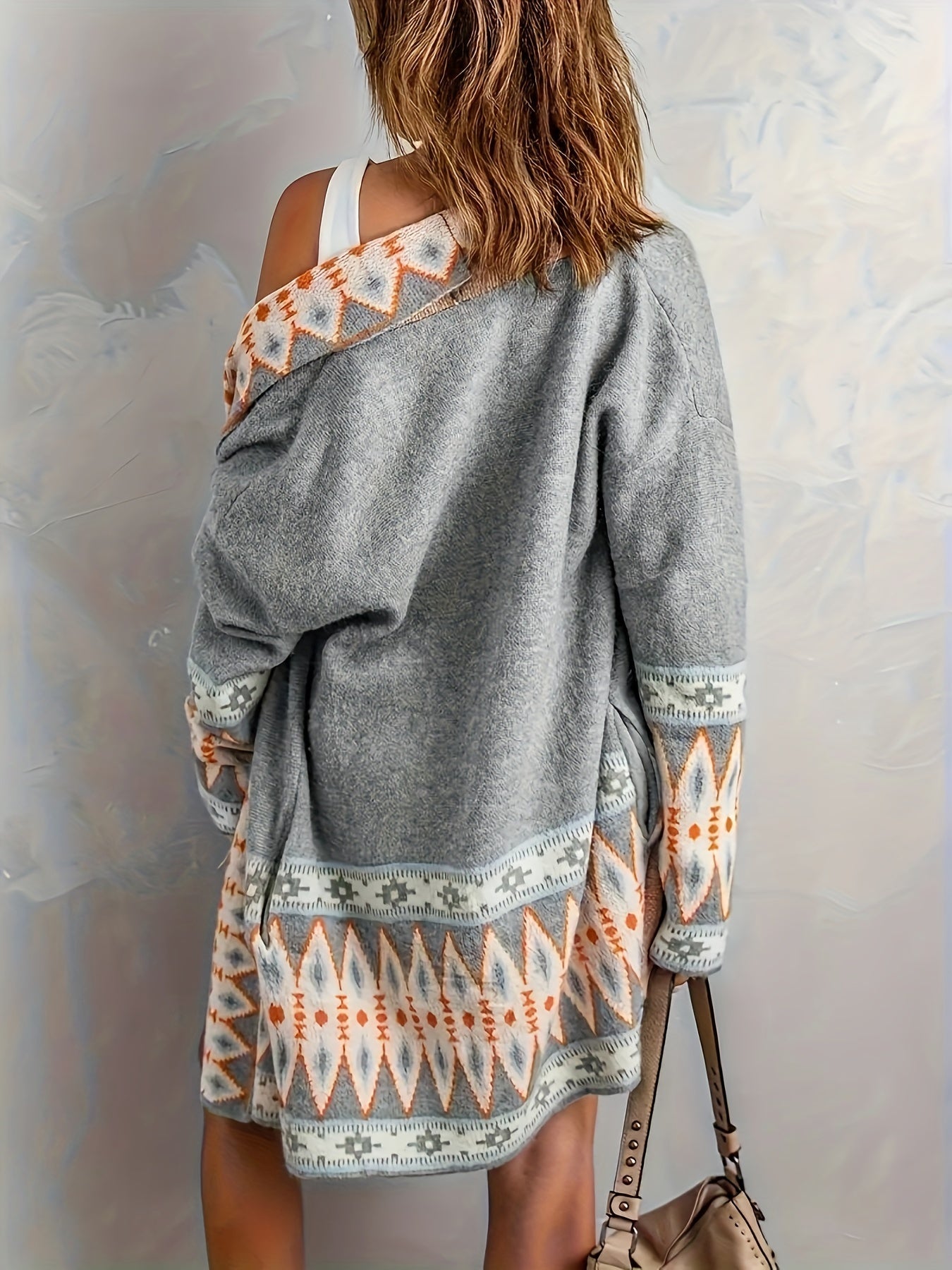 WW | Geo Muster Wolle Strickjacke Für Damen - Perfekt für lässige Tage