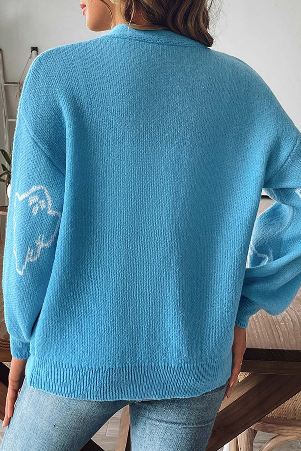 WW | Cozy Halloween ghost knit sweater with buttons