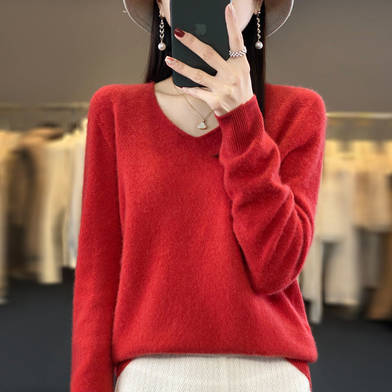 WW | Lockere Damenpullover mit V-Ausschnitt für Herbst und Winter