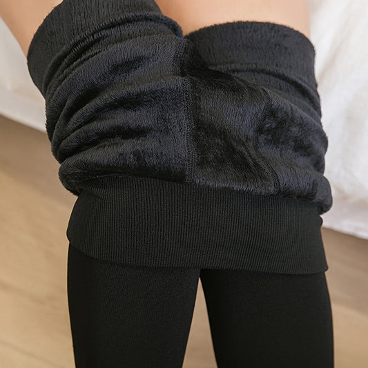 WW | Schwarze Thermoleggings aus Fleece für den Winter