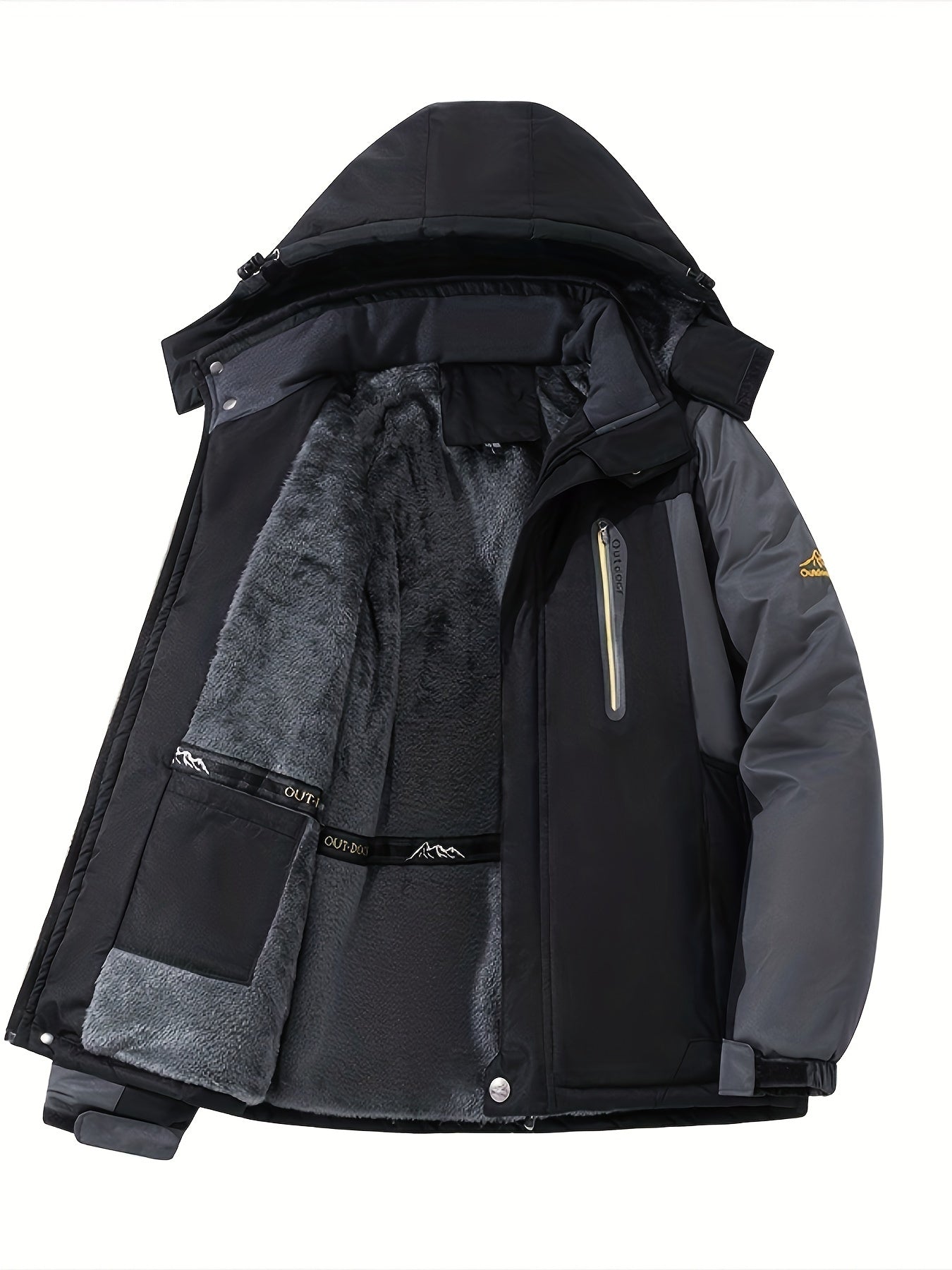 WW | Button Closure Fleece Flap Pocket Winter Jacket For Men - Perfect for Outdoor Activities