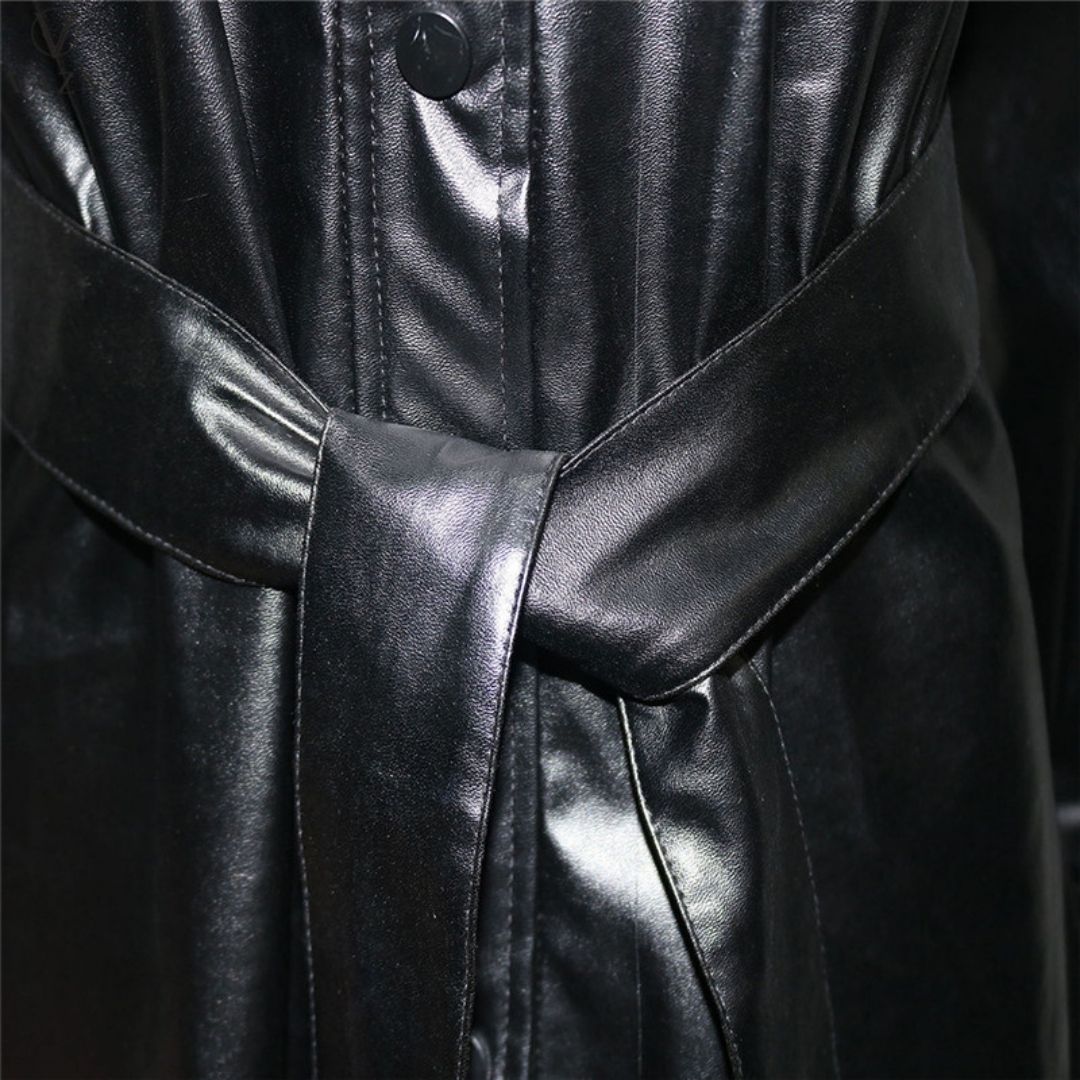 WW | Kunstleder-Hemdkleid mit Gürtel