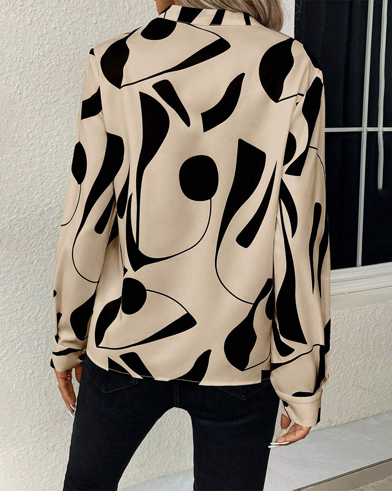 WW Blouse | Trendige stylische Bluse mit Luxusmotiv mit langen Ärmeln