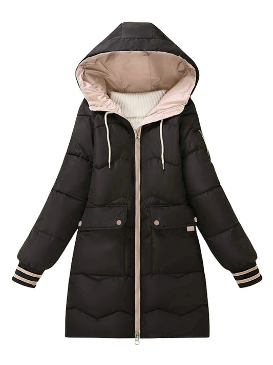 WW | Thick, Casual Winter Jacket with Pockets and Hood for Women - Ideal for Autumn/Winter