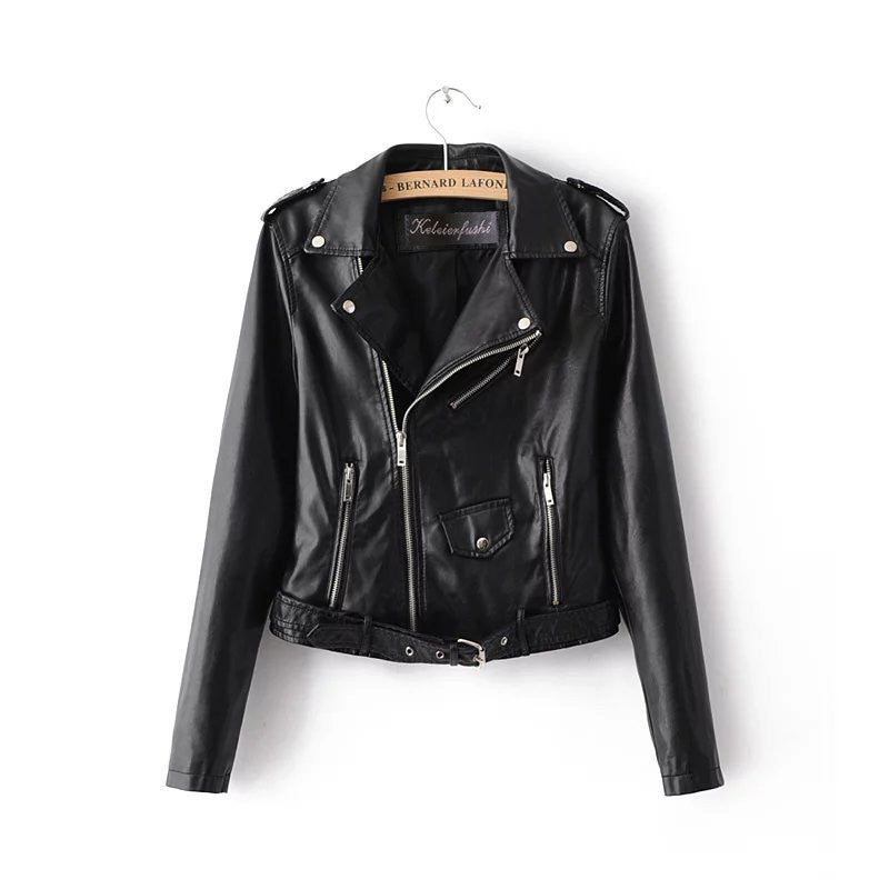 WW | Elegant women's leather jacket with belt