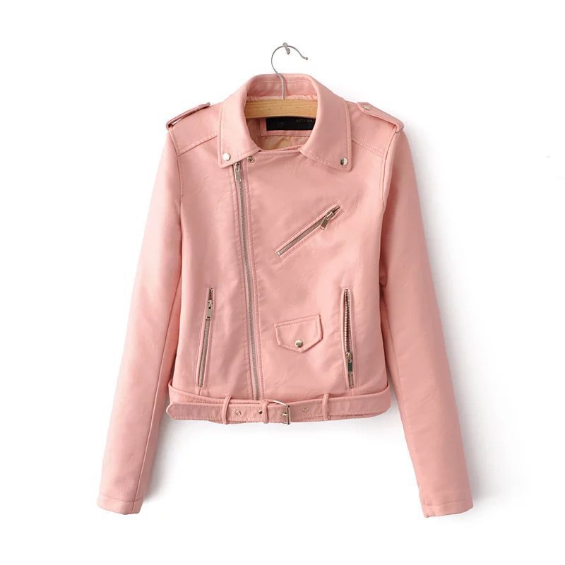 WW | Elegant women's leather jacket with belt