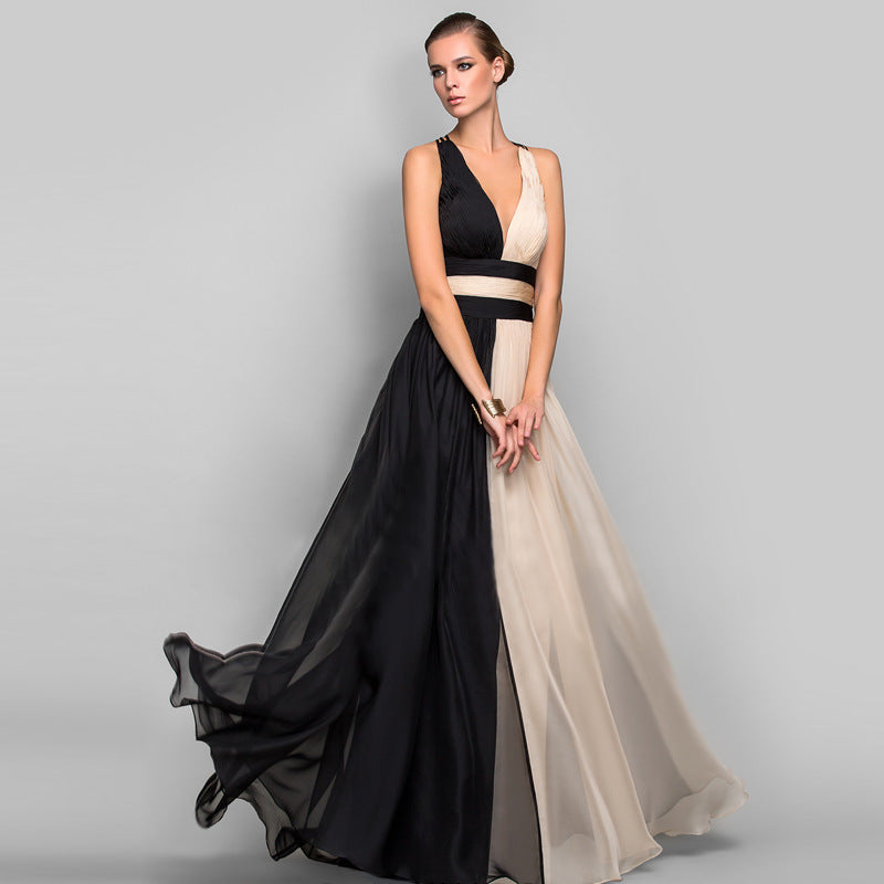 WW | V-neck Sleeveless Colorblock Dress