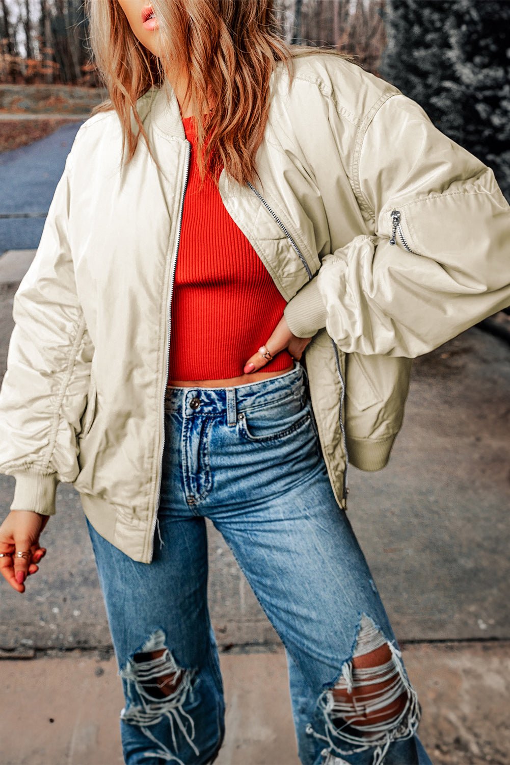 WW | Bomberjacke - Satin-Finish - Leichte Schicht - Lässiger Streetstyle