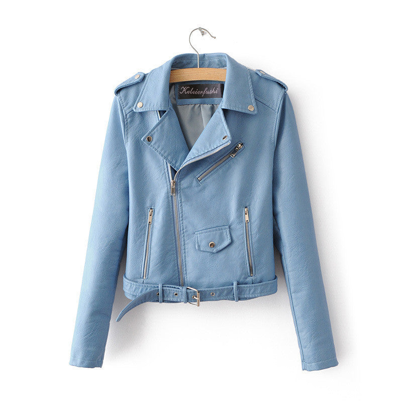 WW | Elegant women's leather jacket with belt