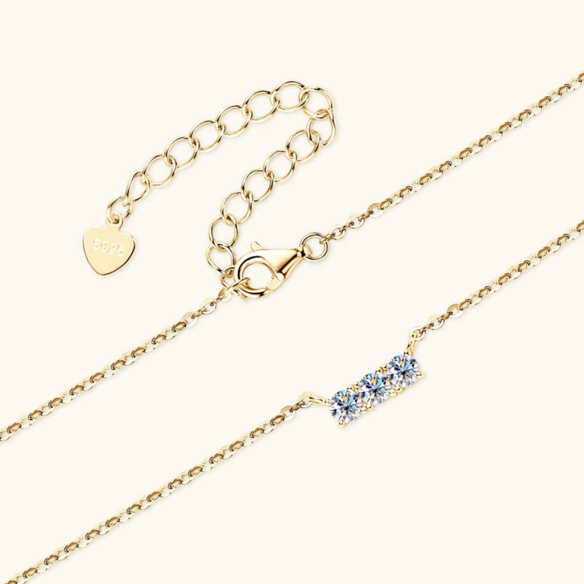 WW | 925 Sterling Silver Inlaid Moissanite Bar Necklace