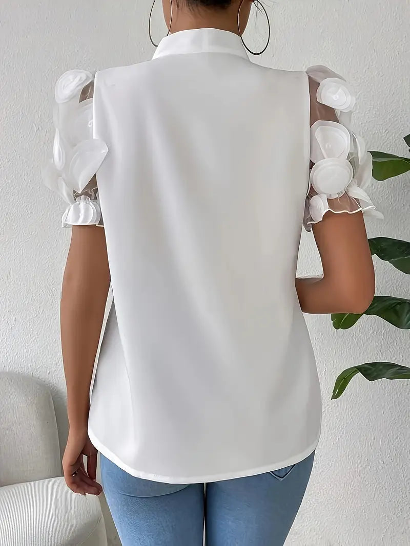 WW | Blouse with sheer puff sleeves