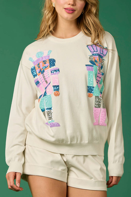 WW | Weihnachtssoldat Pailletten Mode Lässiger Sweatshirt