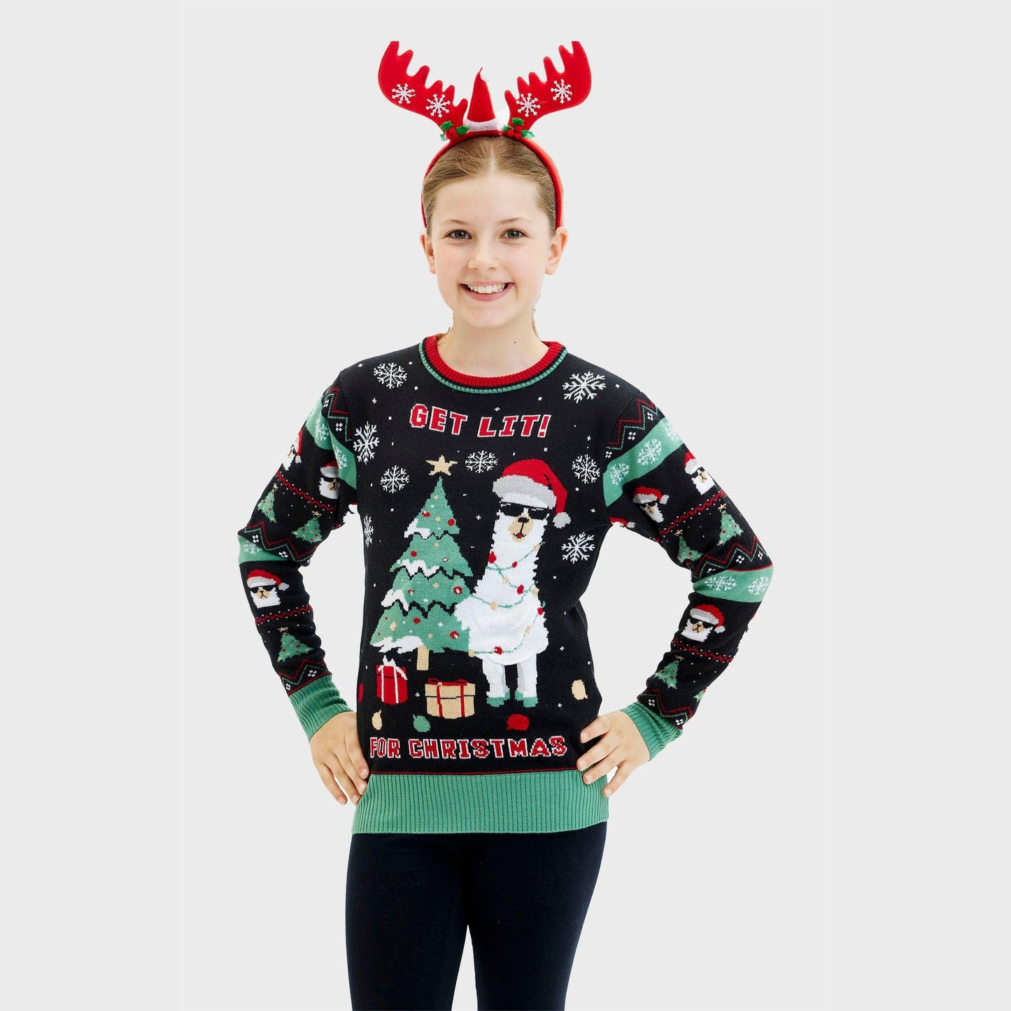 WW | Get Lit Llama Weihnachten Weihnachtspullover - Damen