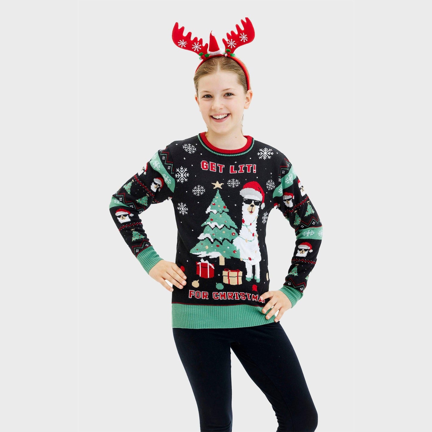 WW | Get Lit Llama Weihnachten Weihnachtspullover - Damen