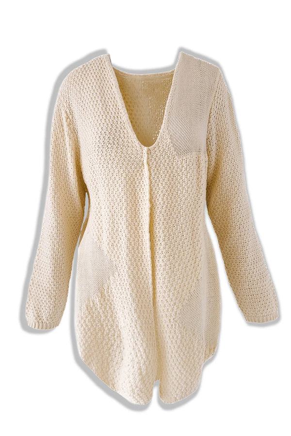WW | Cozy knitted mid-length cardigan with long sleeves