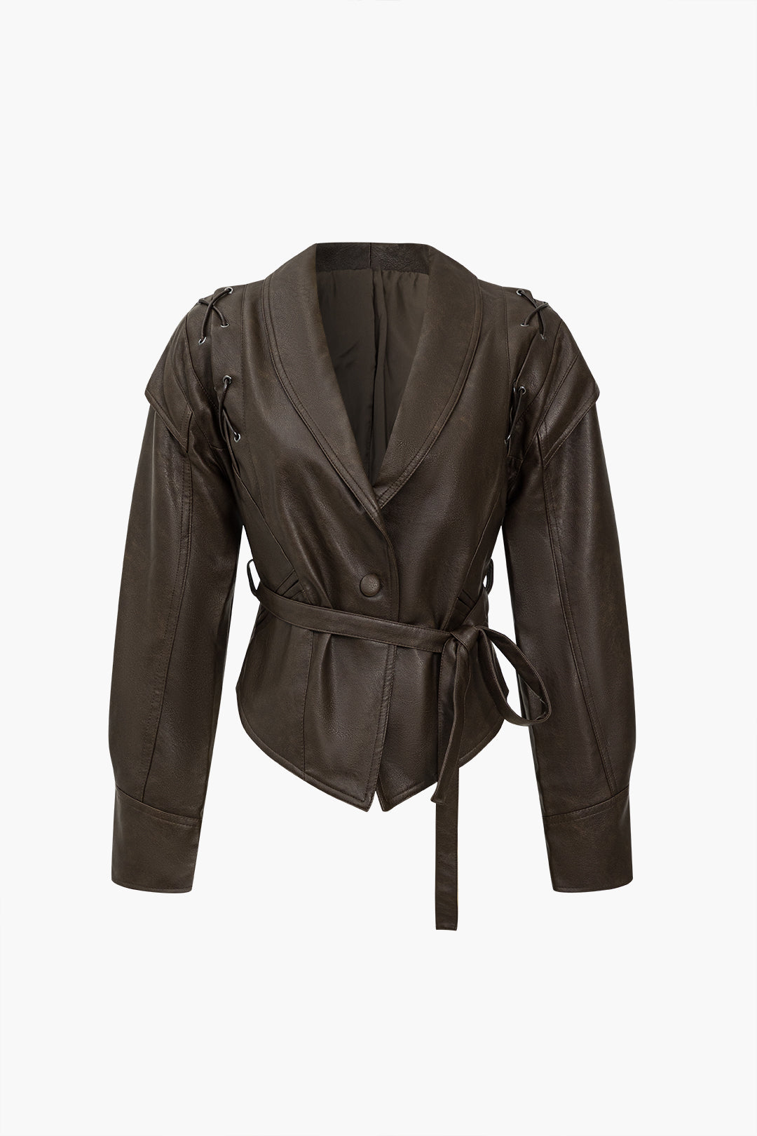 WW | Leder Krawattenfront Überknopfjacke