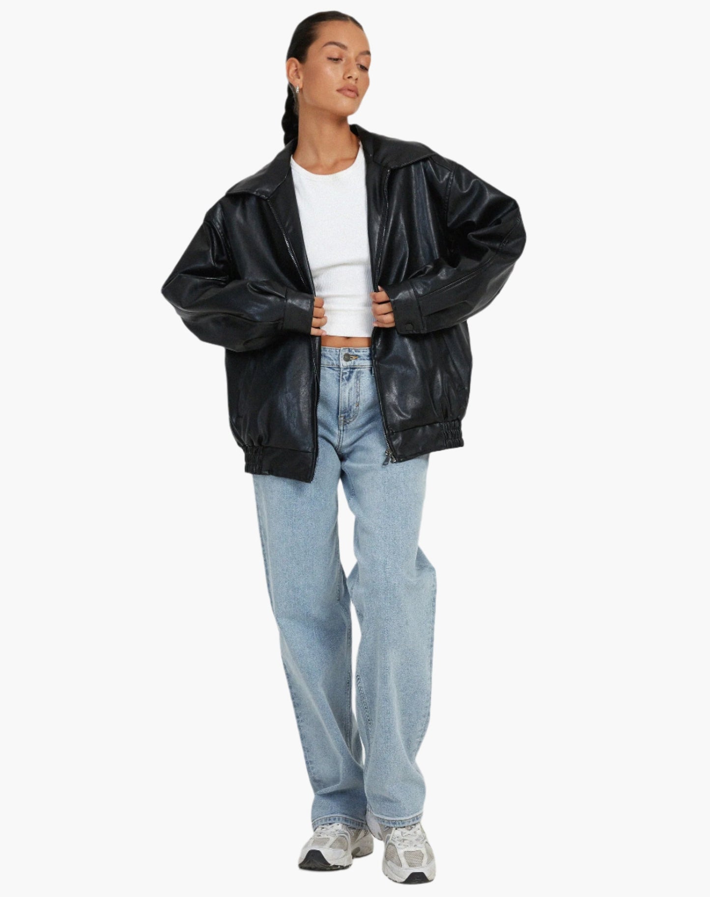 WW | Oversize Kunstlederjacke - Modischer Streetstyle-Look für Freizeit & Alltag