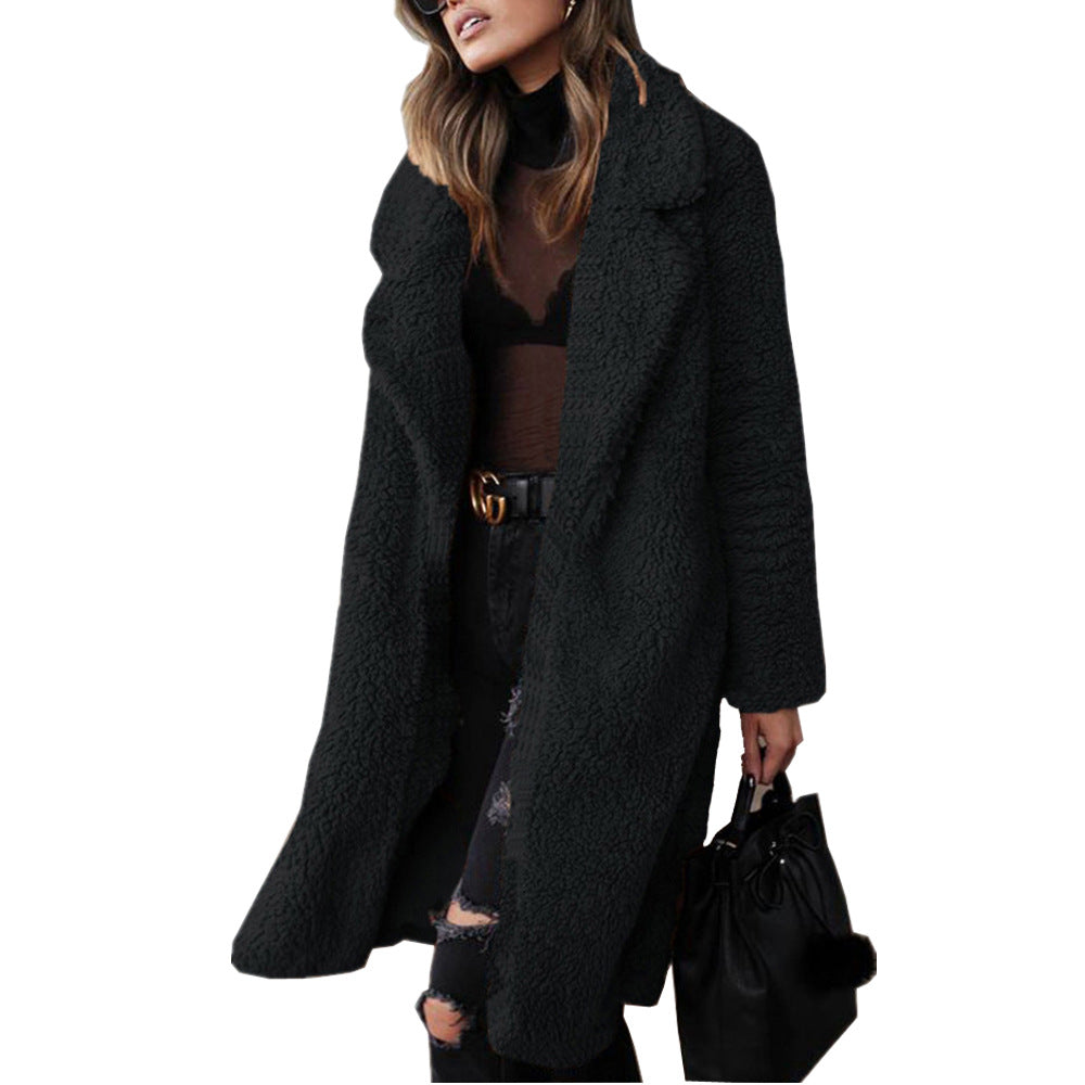 Damen Teddyfellmantel mit elegantem Schnitt und praktischen Taschen WW