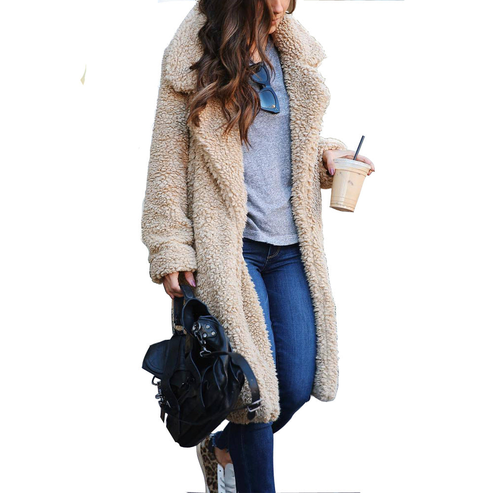 Damen Teddyfellmantel mit elegantem Schnitt und praktischen Taschen WW
