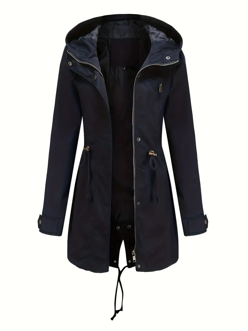 WW | Damen Langarm Gepolsterter Trenchcoat Wasserdicht