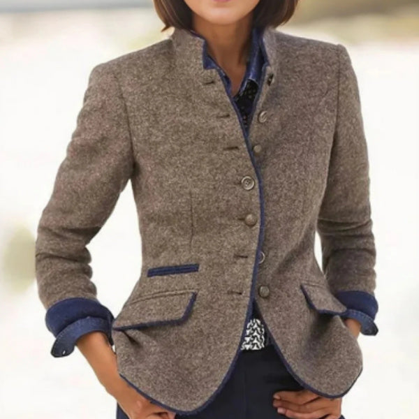 WW | Women's Multi-Button Wool Jacket with Color Combination