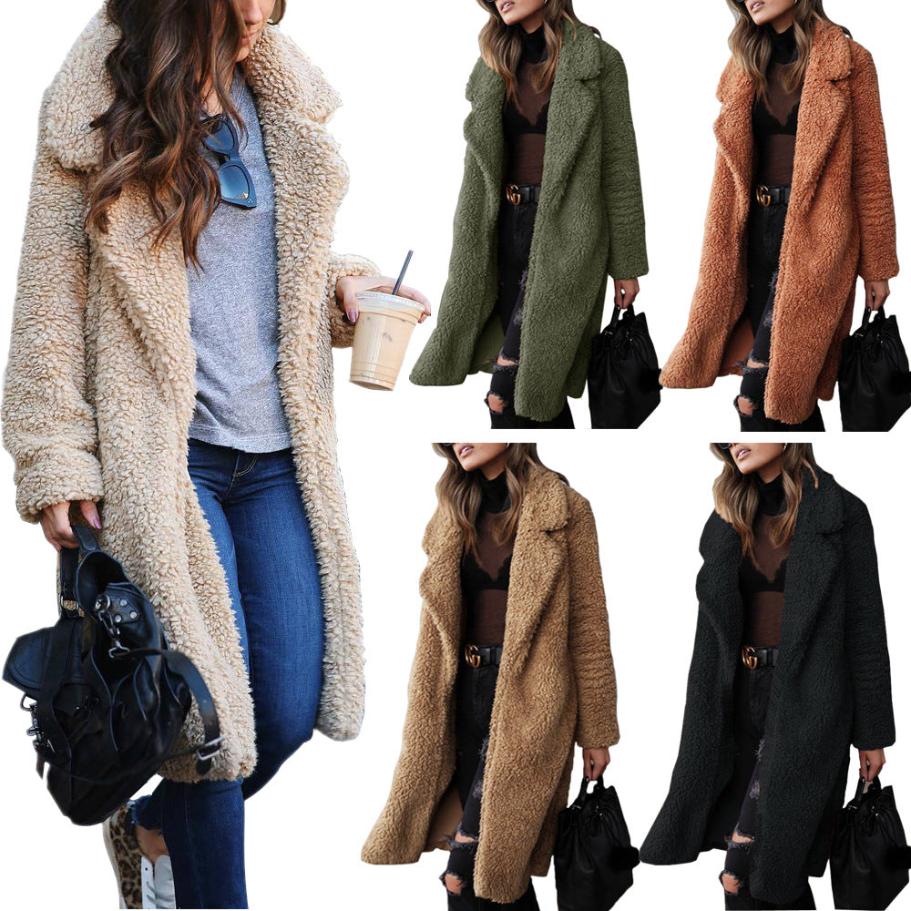 Damen Teddyfellmantel mit elegantem Schnitt und praktischen Taschen WW