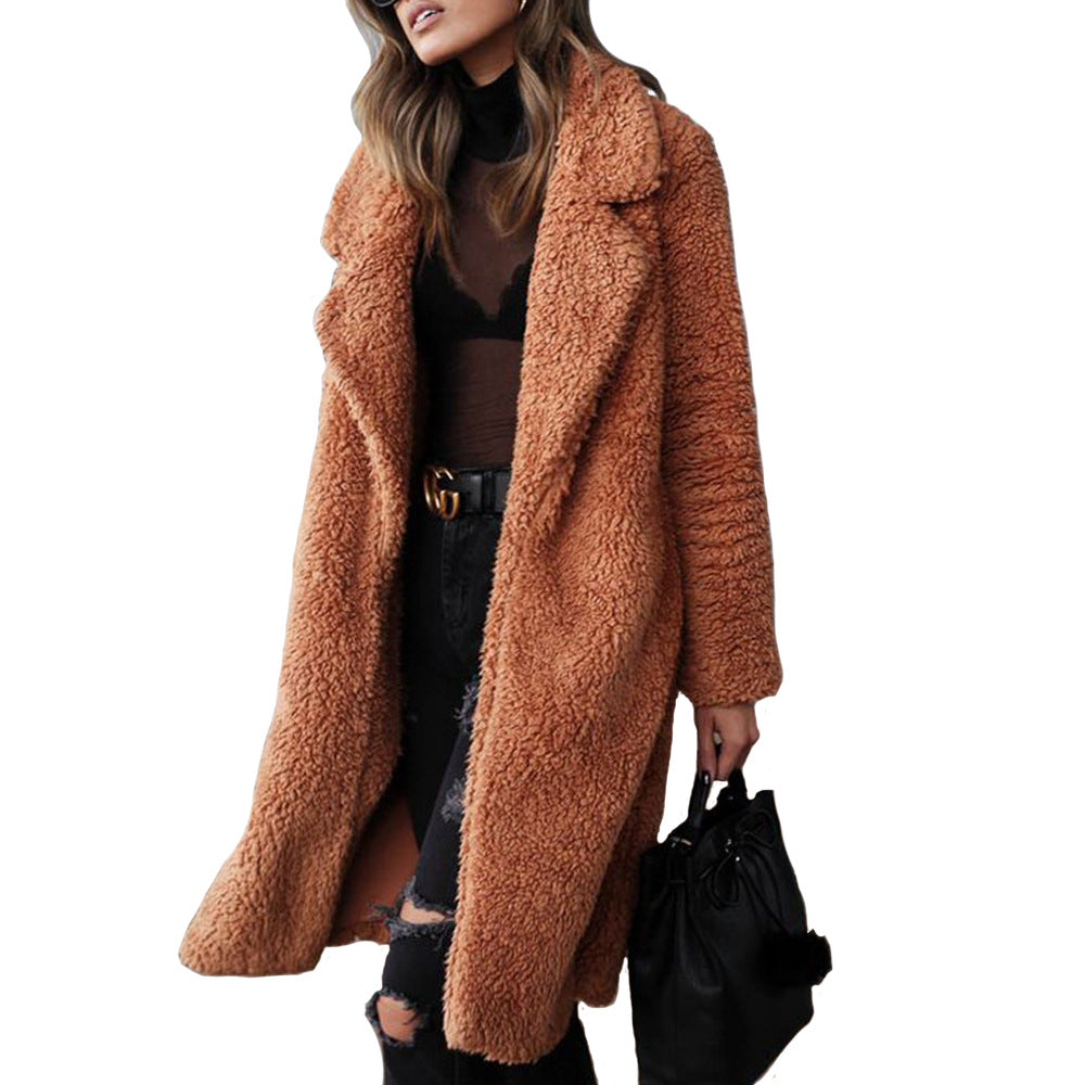Damen Teddyfellmantel mit elegantem Schnitt und praktischen Taschen WW