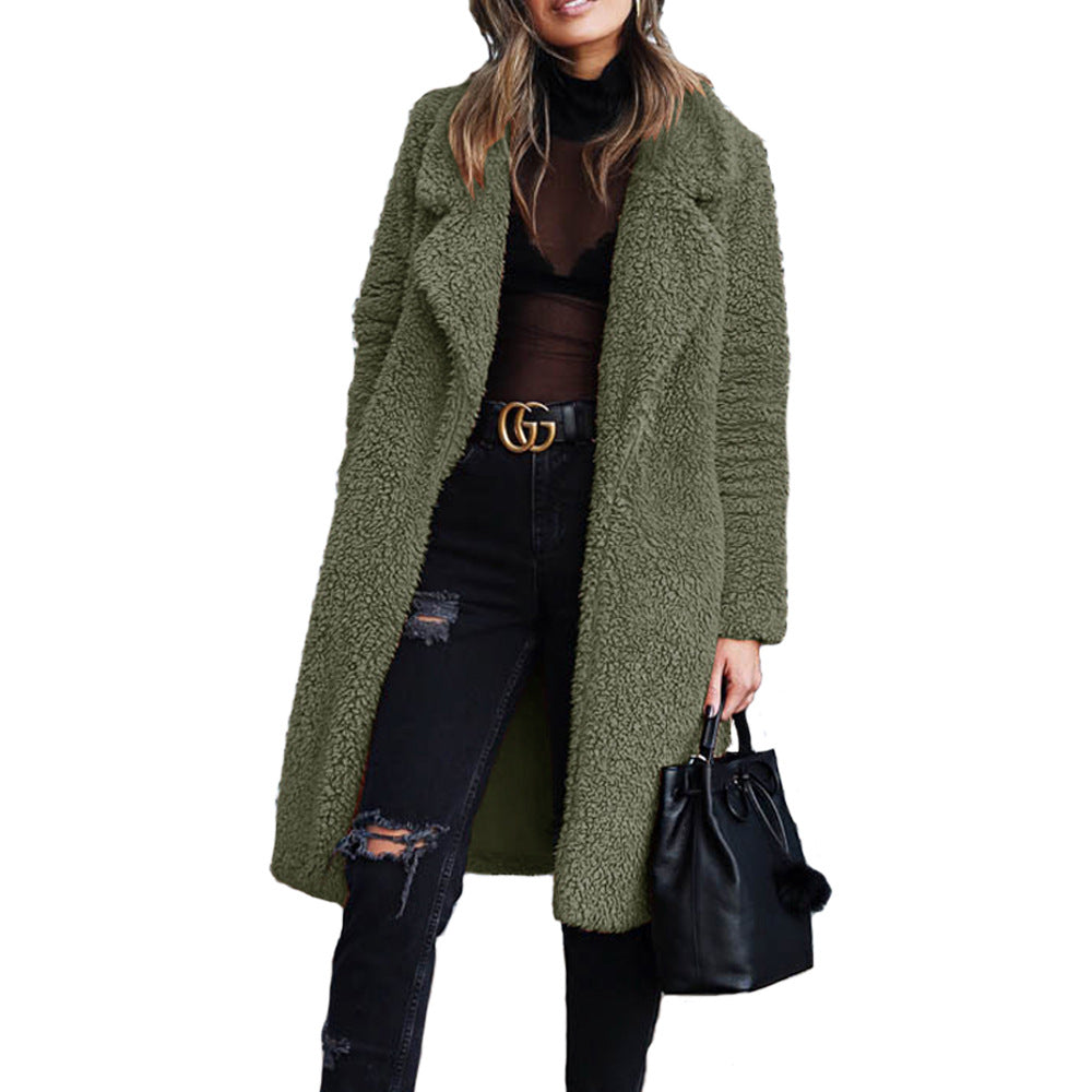 Damen Teddyfellmantel mit elegantem Schnitt und praktischen Taschen WW
