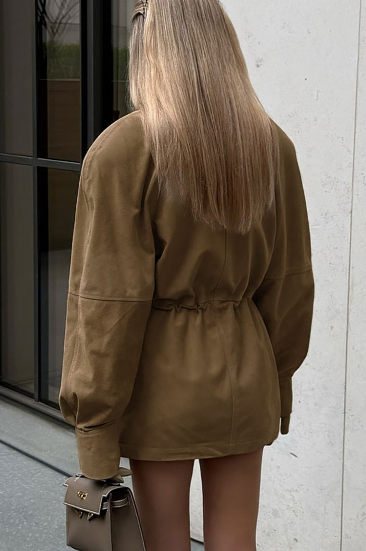 WW | Nacken geschnallte Taille Wildlederjacke