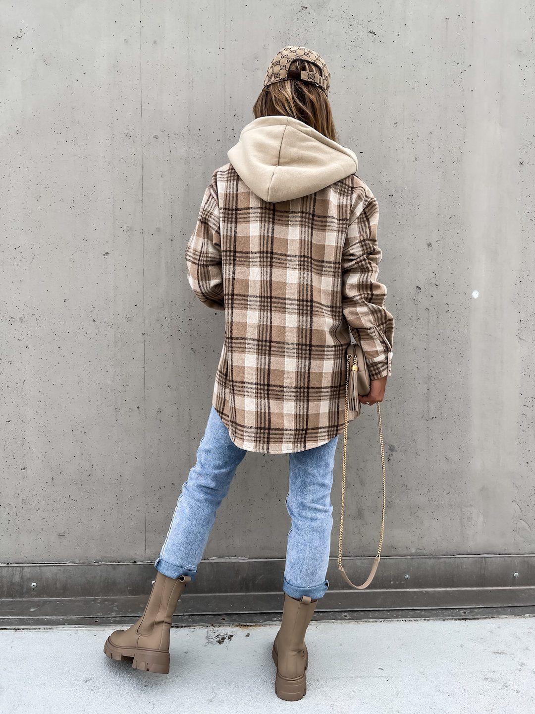 WW | Plaid Shacket - Gebürstetes Wollmischungsgefühl - Alltägliche Übergangsschicht - Entspanntes Straßenstil