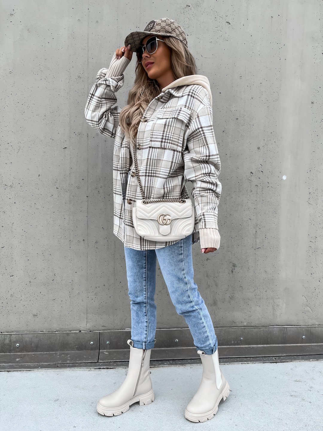 WW | Plaid Shacket - Gebürstetes Wollmischungsgefühl - Alltägliche Übergangsschicht - Entspanntes Straßenstil