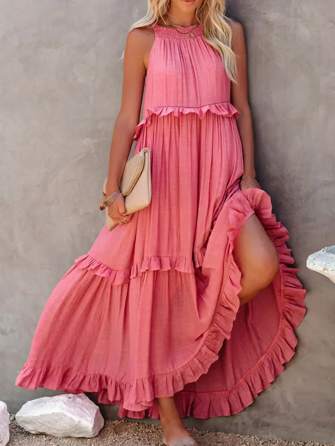 Sarah | Maxi Dress with Ruffles and Halter Neck