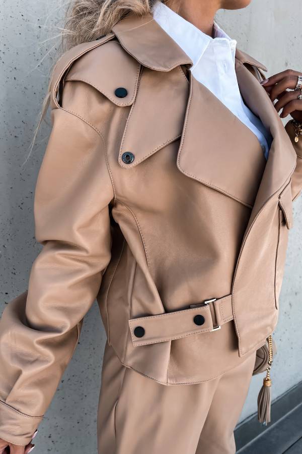 WW | Leder Revers Taschen Britischer Stil Kurzjacke