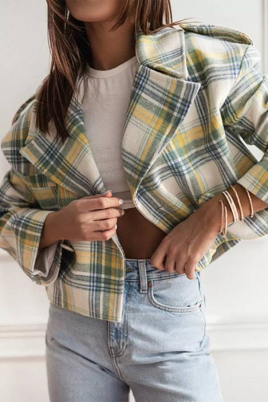 WW | Autumn/Winter Reversible Collar Plaid Jacket