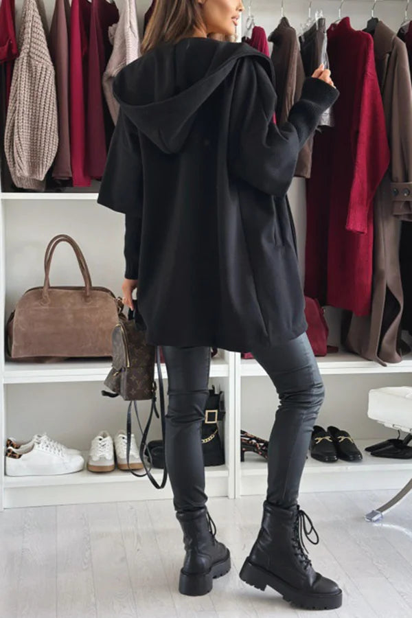 WW | Farbe Lockere Tasche Kapuzenjacke mit langen Ärmeln