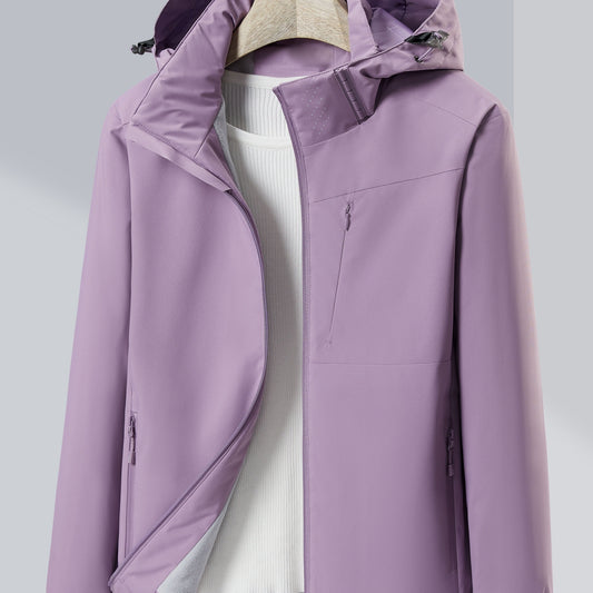 WW | Outdoor Jacke Windbreaker und wasserdicht mit Fleece-Futter und Kapuze