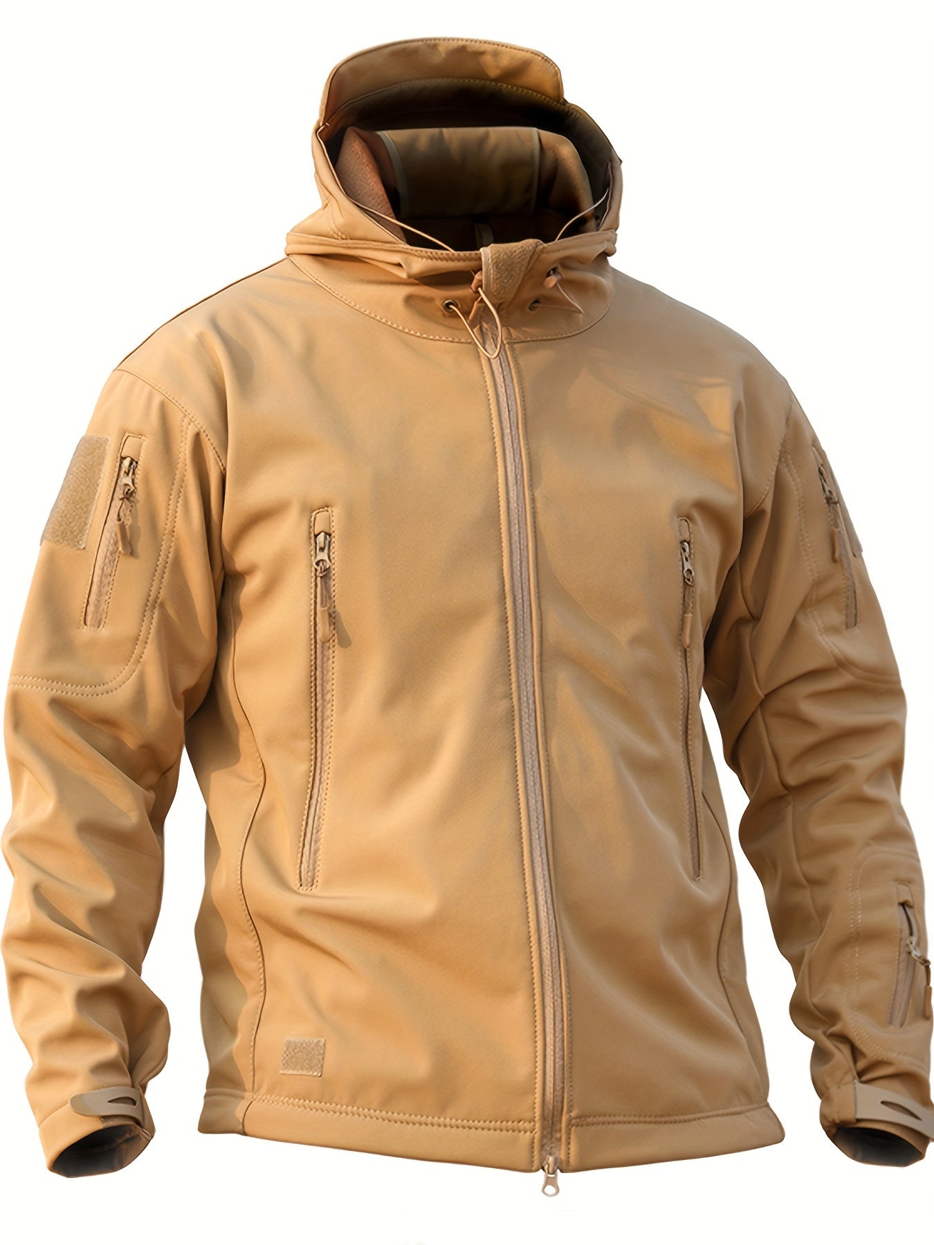 WW | Men's Fleece Softshell Hooded Jacket with Zipper Pockets - Perfect for Outdoor Activities
