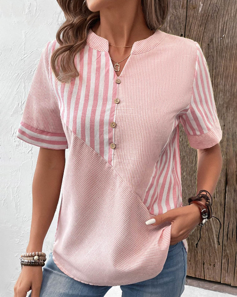 WW | V-Neck Blouse with Short Sleeves