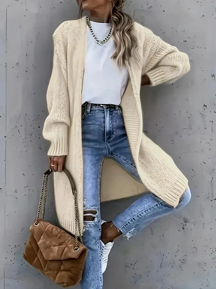 WW | Langarm Gestrickte Strickjacke Für Damen - Perfekt für Alltagstragen