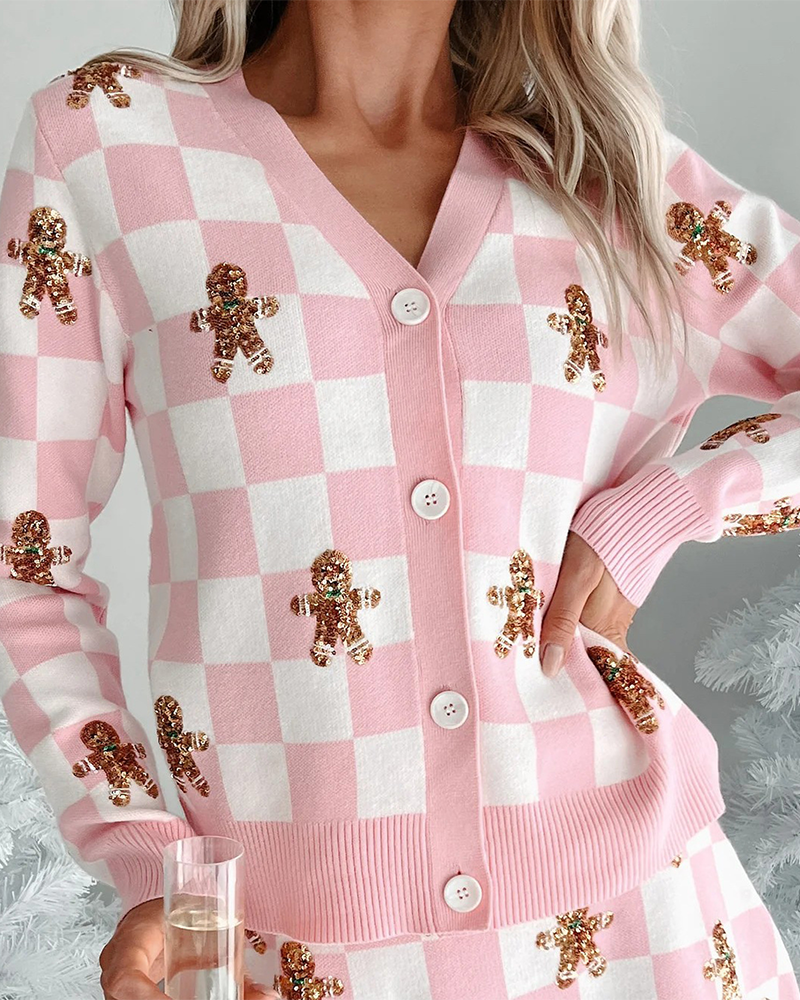 WW | Christmas Polka Dot Knitted Sweater Short Skirt Suit