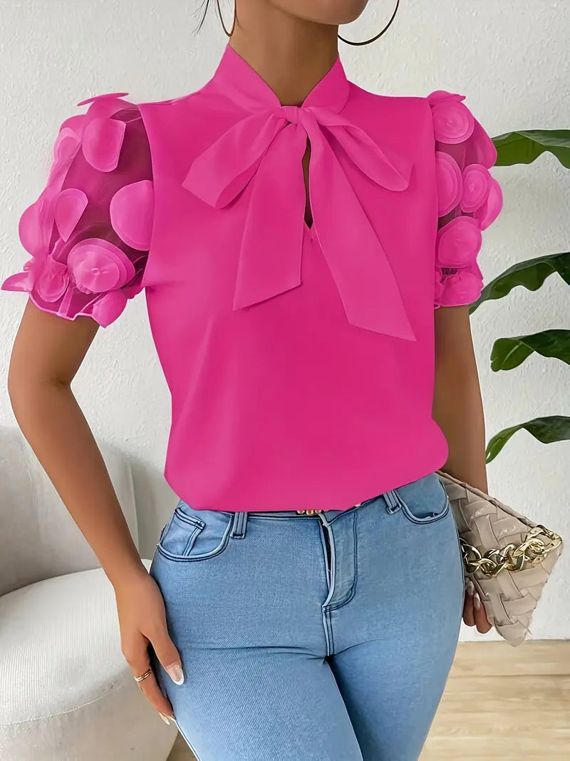 WW | Blouse with sheer puff sleeves