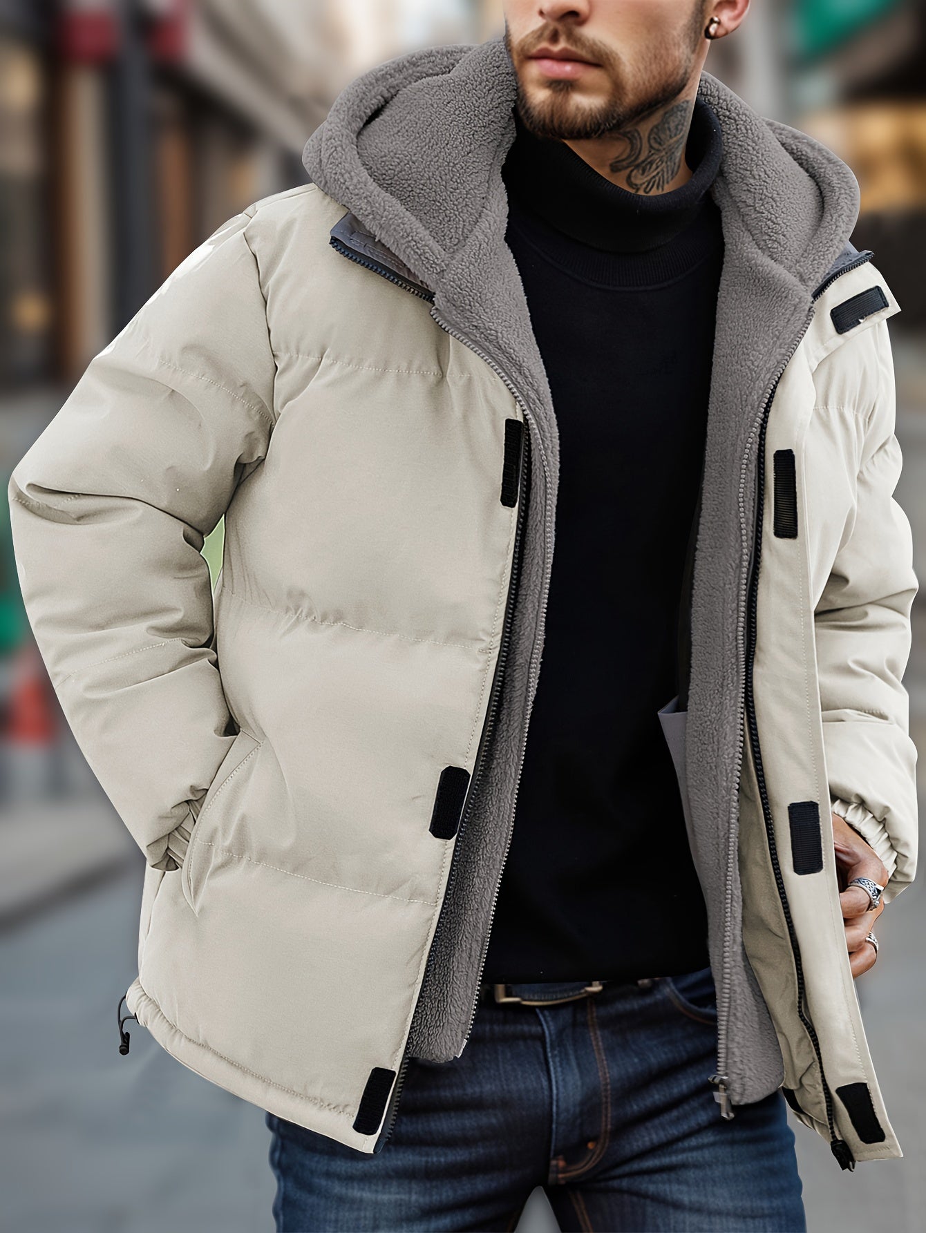 WW | Men's Two-Piece Thick Hooded Sweatshirt (No Zipper) - Perfect for Outdoor Activities