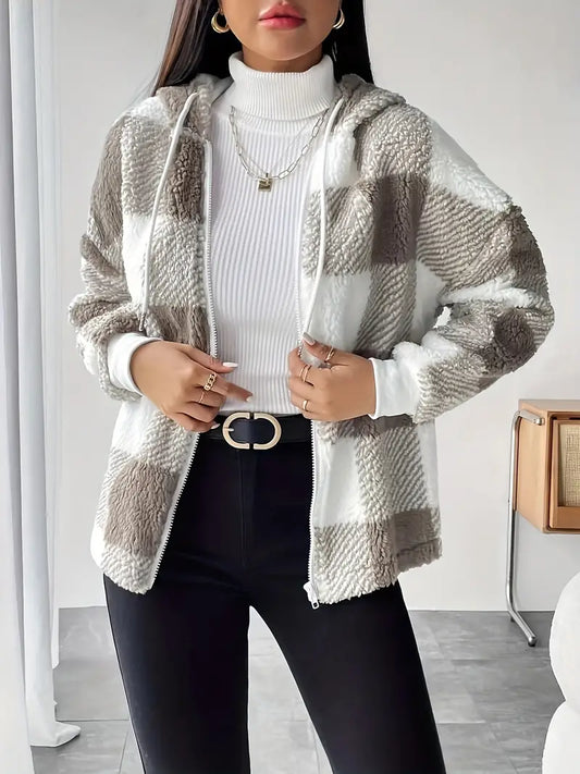 WW | Kuscheljacke mit Kapuze – Kariert & Flauschig mit Reißverschluss