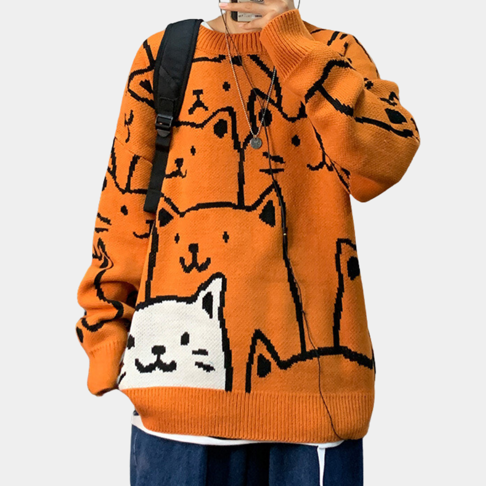 WW | Cat Print Hoodie for Men